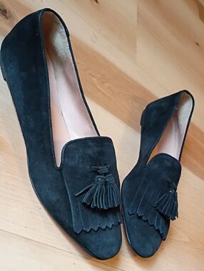 J. Crew Black Suede Tassel Loafers